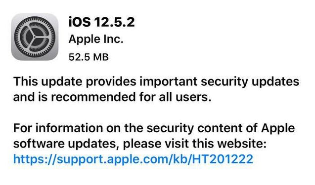 礼纪镇苹果手机维修分享iOS12.5.2发布，建议所有老苹果用户安装 